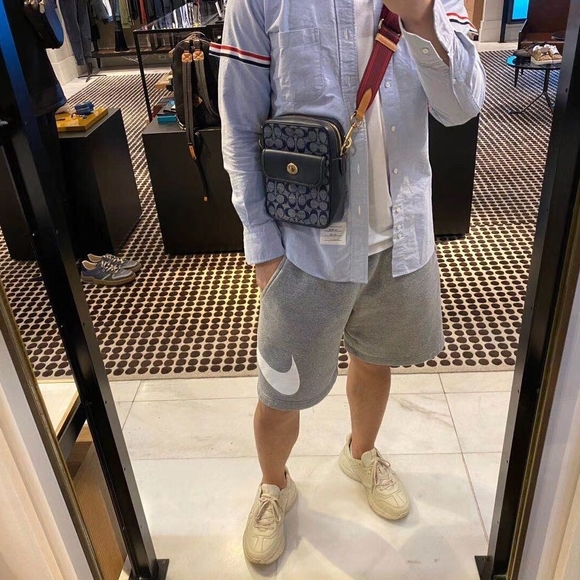 Coach Chambray Blue and Gold Crossbody Messenger  Bag